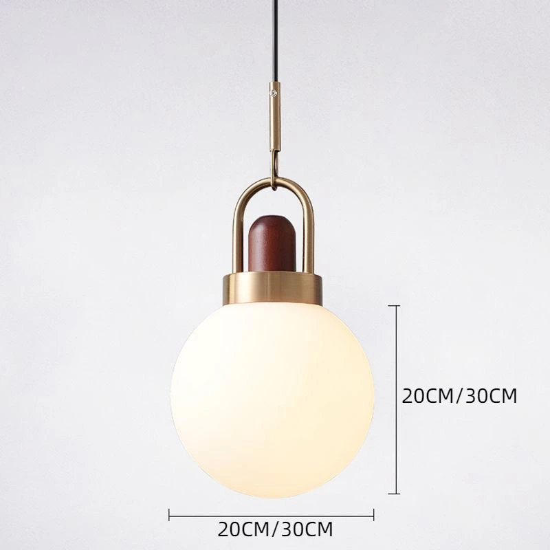 Modern Design Hanging Lamp White Glass Shade Pendant Light With Wooden Top 7 Modern Design Hanging Lamp White Glass Shade Pendant Light With Wooden Top - Image 7