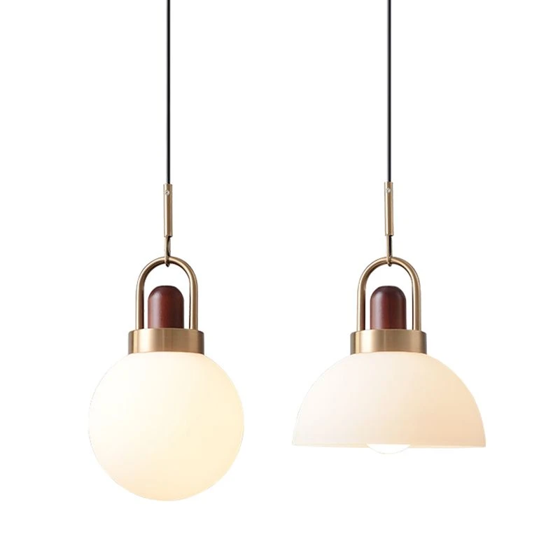 Modern Design Hanging Lamp White Glass Shade Pendant Light With Wooden Top 19 Modern Design Hanging Lamp White Glass Shade Pendant Light With Wooden Top - Image 19