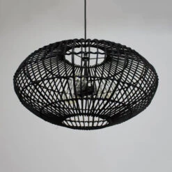 3-Lights Black Oval Rattan Pendant Light -Demolights Sales Store DL10316BlackOvalRattanPendantLight 1