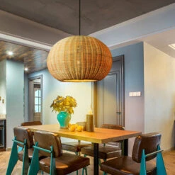 Round Wicker Rattan Basket Pendant Light -Demolights Sales Store DL10323RoundWickerRattanBasketPendantLight 4 1