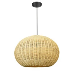 Round Wicker Rattan Basket Pendant Light -Demolights Sales Store DL10323RoundWickerRattanBasketPendantLight 6 1