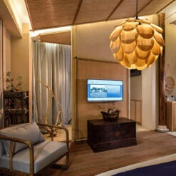 Nordic Wooden Single Globe Pendant Lights With Scale Accents 14 Nordic Wooden Single Globe Pendant Lights With Scale Accents -Demolights Sales Store DL10328 11