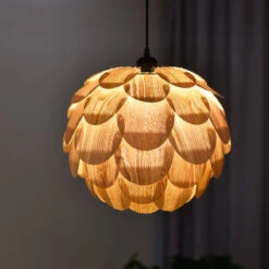 Nordic Wooden Single Globe Pendant Lights With Scale Accents 17 Nordic Wooden Single Globe Pendant Lights With Scale Accents -Demolights Sales Store DL10328 3