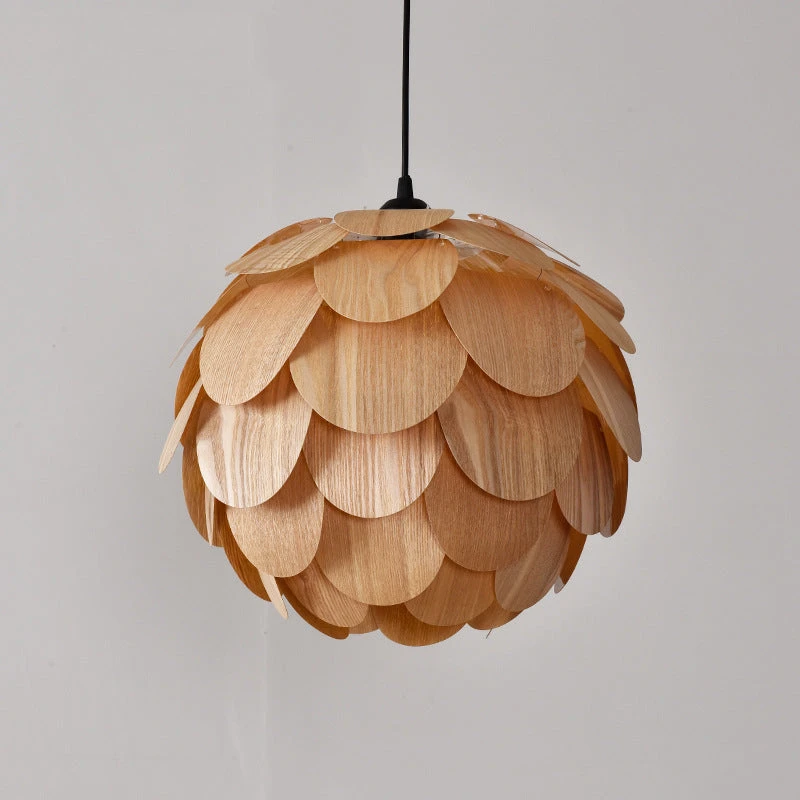 Nordic Wooden Single Globe Pendant Lights With Scale Accents 7 Nordic Wooden Single Globe Pendant Lights With Scale Accents - Image 7