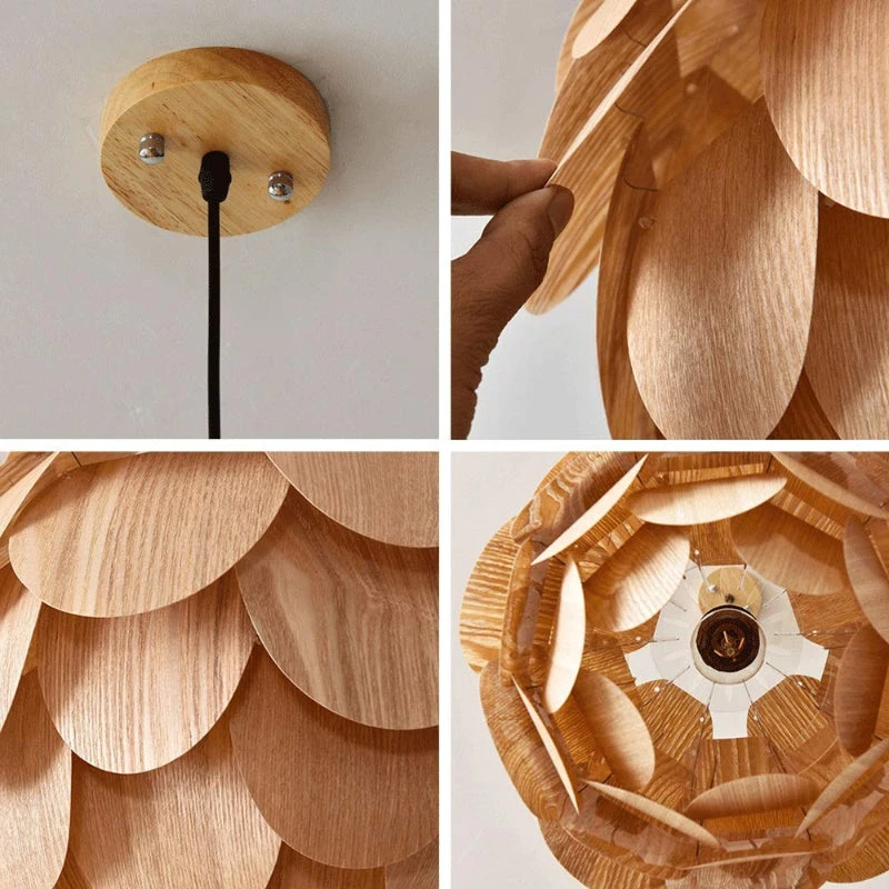 Nordic Wooden Single Globe Pendant Lights With Scale Accents 10 Nordic Wooden Single Globe Pendant Lights With Scale Accents - Image 10