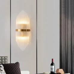Striaged 2-Light Gold Glass Wall Sconce Metal Vanity Wall Light 19 Striaged 2-Light Gold Glass Wall Sconce Metal Vanity Wall Light -Demolights Sales Store DL10329Striaged2 LightGoldGlassWallSconceMetalVanityWallLight 1