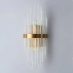 Striaged 2-Light Gold Glass Wall Sconce Metal Vanity Wall Light 27 Striaged 2-Light Gold Glass Wall Sconce Metal Vanity Wall Light -Demolights Sales Store DL10329 6