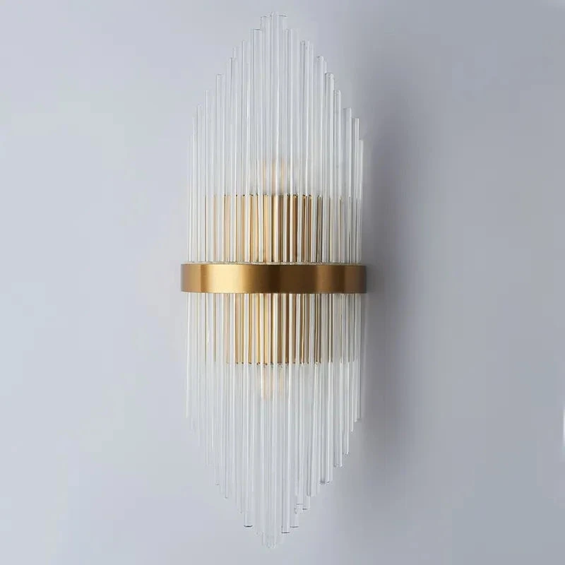 Striaged 2-Light Gold Glass Wall Sconce Metal Vanity Wall Light 11 Striaged 2-Light Gold Glass Wall Sconce Metal Vanity Wall Light - Image 11
