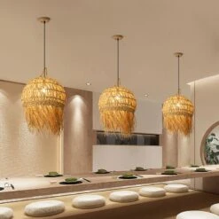 Unique Shade Bamboo Hanging Lighting Modern Style -Demolights Sales Store DL10332UniqueShadeHangingLightingModernStyle 1