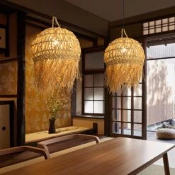 Unique Shade Bamboo Hanging Lighting Modern Style -Demolights Sales Store DL10332UniqueShadeHangingLightingModernStyle 4