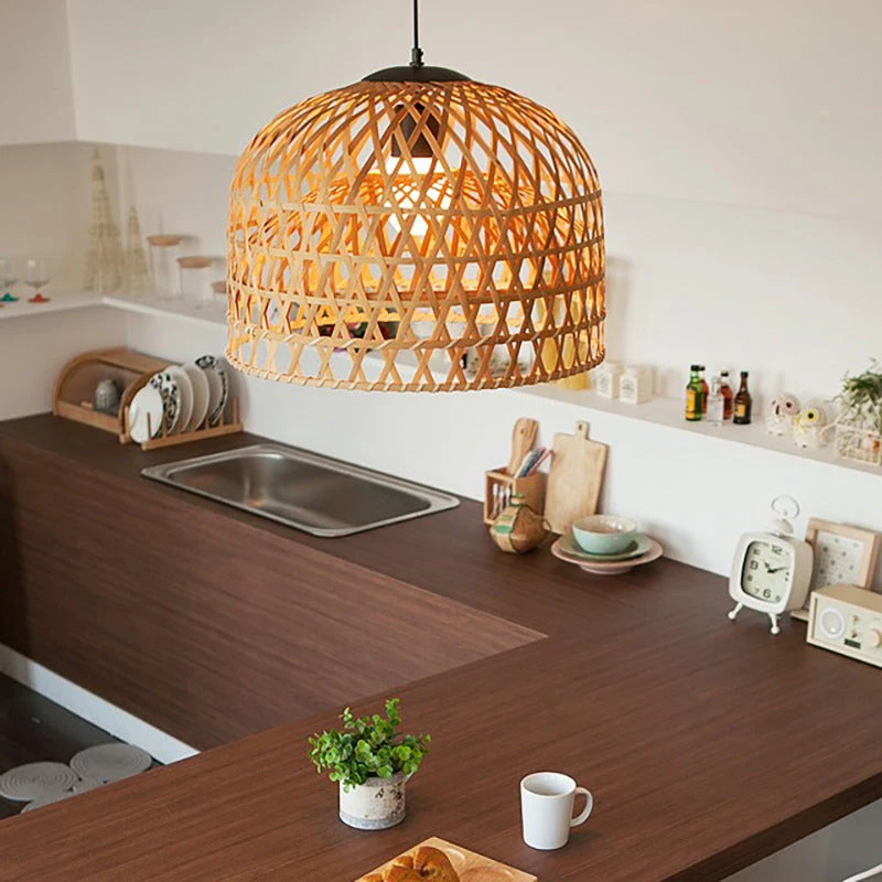 Cross Woven Bamboo Pendant Lighting 2 Cross Woven Bamboo Pendant Lighting - Image 2