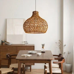 Retro Rattan Pendant Lights Woven Basket Shade