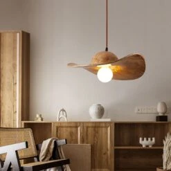 Modern Straw Hat Ceiling Lamp Resin Shade