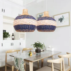 Rattan Pendant Light Hand Woven Coastal Decor