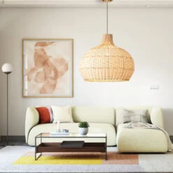 Rattan Woven Lamp Shade Large Pendant Light -Demolights Sales Store DL10355RattanWovenLampShadeLargePendantLight 1 1