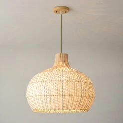 Rattan Woven Lamp Shade Large Pendant Light -Demolights Sales Store DL10355RattanWovenLampShadeLargePendantLight 5 1