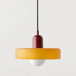 Modern Colorful Glass Shade Pendant Light -Demolights Sales Store DL10361 red orange 1