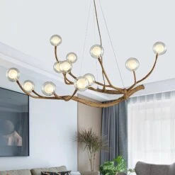 Nordic Rustic Tree Branch Hanging Chandelier With Bubble Glass Lighting 31 Nordic Rustic Tree Branch Hanging Chandelier With Bubble Glass Lighting -Demolights Sales Store DL2013 1