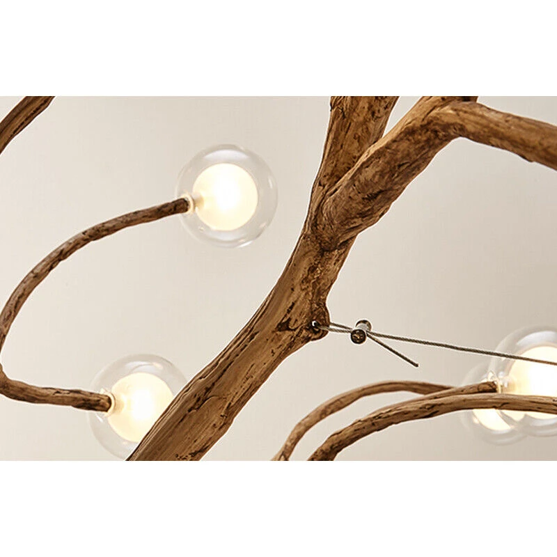 Nordic Rustic Tree Branch Hanging Chandelier With Bubble Glass Lighting 18 Nordic Rustic Tree Branch Hanging Chandelier With Bubble Glass Lighting - Image 18