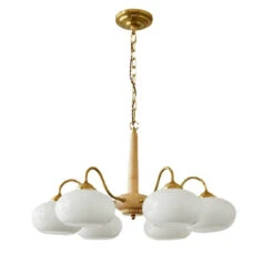 4/6 Lights LED Chandelier Light Modern Style Wood Glass Pendant Light For Living Room -Demolights Sales Store DL2025 8 1