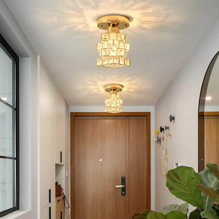 Modern Creative Crystal 1-Light Semi-Flush Mount Ceiling Light 1 Modern Creative Crystal 1-Light Semi-Flush Mount Ceiling Light