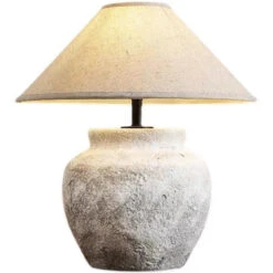 Wabi Sabi Traditional Style Japanese Grey Clay Stone Table Lamp -Demolights Sales Store DL2028 6