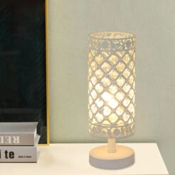 Crystal Table Lamps Silver Bedside Nightstand Lamp Desk Lamp For Living Room
