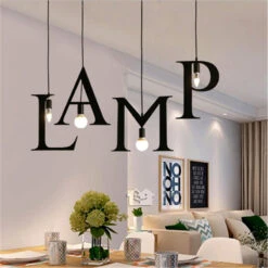 Loft Style English Letters DIY Portfolio Iron Droplight Industrial Vintage LED Pendant Light Fixtures Hanging Lamp Lighting -Demolights Sales Store DL2038 10 1