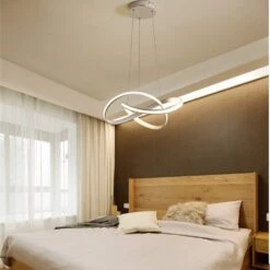 Modern Minimalist Dimmable Acrylic White Chandelier For Bedroom Living Room -Demolights Sales Store DL2059 2
