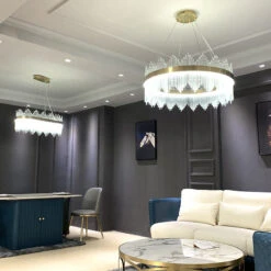 Modern Minimalist Round Lamp Luxury Crystal Chandelier Decorative Hanging Light -Demolights Sales Store DL2061 12