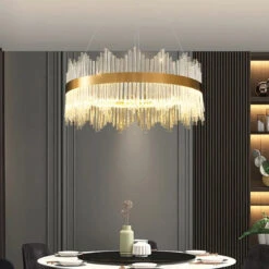 Modern Minimalist Round Lamp Luxury Crystal Chandelier Decorative Hanging Light