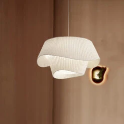 Milk White Chandelier Silk Satin Led Bedroom Decor Home Pendant Lights -Demolights Sales Store DL2063 white