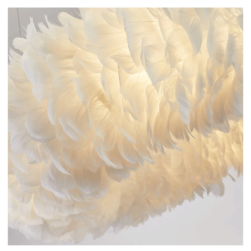 Nordic Ring Feather Chandelier White Fluffy Lamp Shade Pendant Light 7 Nordic Ring Feather Chandelier White Fluffy Lamp Shade Pendant Light - Image 7