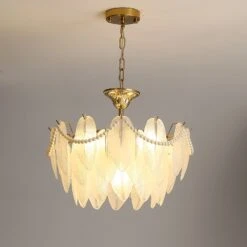 Luxury Modern Minimalist Living Room Shade Feather Chandelier