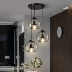 Modern Pendant Light Fixture With Smoky Grey Glass Shade -Demolights Sales Store DL2094 12 1