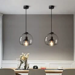 Modern Pendant Light Fixture With Smoky Grey Glass Shade -Demolights Sales Store DL2094 6 1