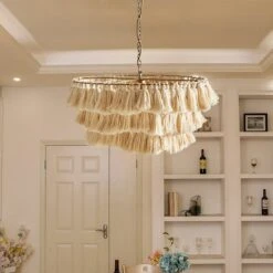 Handmade Woven Rope Pendant Creative Home Decoration Lampshade -Demolights Sales Store DL3010638 Beige