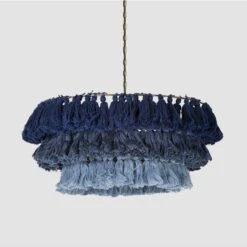 Handmade Woven Rope Pendant Creative Home Decoration Lampshade -Demolights Sales Store DL3010638 blue