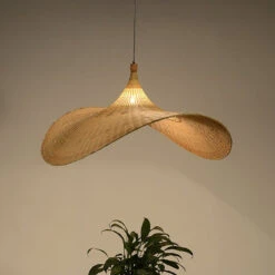 Handmade Bamboo Wicker Straw Hat Pendant Light Shade -Demolights Sales Store DL3010654 1