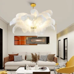 Modern Feather Home Chandelier Nordic Craft Pendant Lighting -Demolights Sales Store DL3010703 3 1