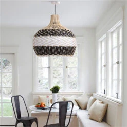 Black & White Lampshade Rattan Pendant Light 14 Black & White Lampshade Rattan Pendant Light -Demolights Sales Store DL3010854 6