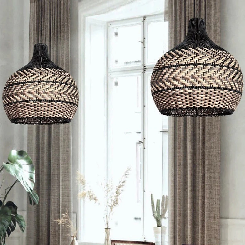 Minimalism Rattan Ceiling Light Fixture Woven Pendant Lampshade 2 Minimalism Rattan Ceiling Light Fixture Woven Pendant Lampshade - Image 2