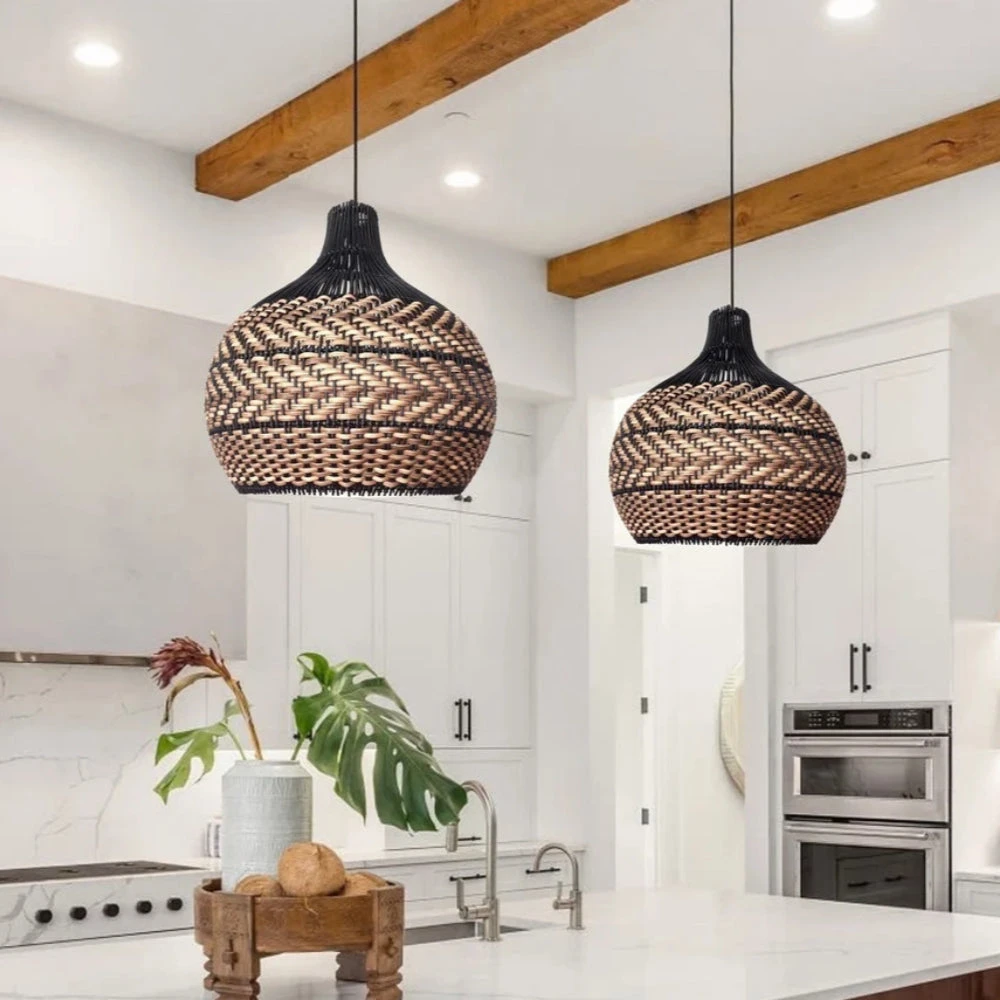 Minimalism Rattan Ceiling Light Fixture Woven Pendant Lampshade 5 Minimalism Rattan Ceiling Light Fixture Woven Pendant Lampshade - Image 5