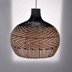 Minimalism Rattan Ceiling Light Fixture Woven Pendant Lampshade -Demolights Sales Store DL3010860 3