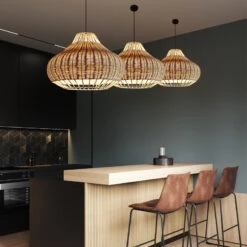 Hand-Woven Rattan Pendant Lampshade Wicker Chandelier -Demolights Sales Store DL3010883 3 1