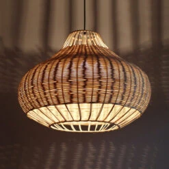 Hand-Woven Rattan Pendant Lampshade Wicker Chandelier -Demolights Sales Store DL3010883 4 1