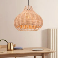 Hand-Woven Rattan Pendant Lampshade Wicker Chandelier -Demolights Sales Store DL3010883 3 1