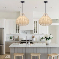 Hand-Woven Rattan Pendant Lampshade Wicker Chandelier -Demolights Sales Store DL3010883 5 1