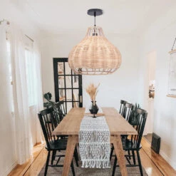 Hand-Woven Rattan Pendant Lampshade Wicker Chandelier -Demolights Sales Store DL3010883 6 1