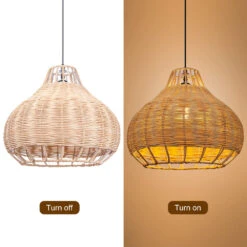 Hand-Woven Rattan Pendant Lampshade Wicker Chandelier -Demolights Sales Store DL3010883 7 1